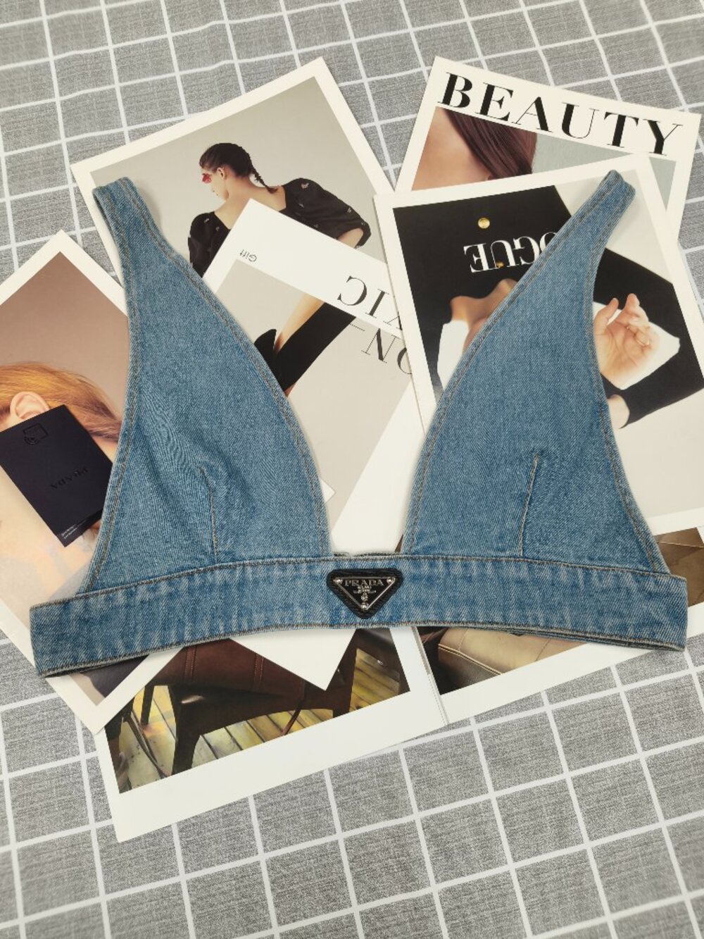 Prada denim crop top👧🏻💅🏻 - Picture 2 of 9